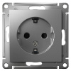 AtlasDesign сталь розетка скрытая 1-мест заземление шторки IP20 