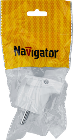купить Вилка 16А угловая заземление белый пластик IP20 Navigator в Чебоксарах Вилка 16А угловая заземление белый пластик IP20 Navigator