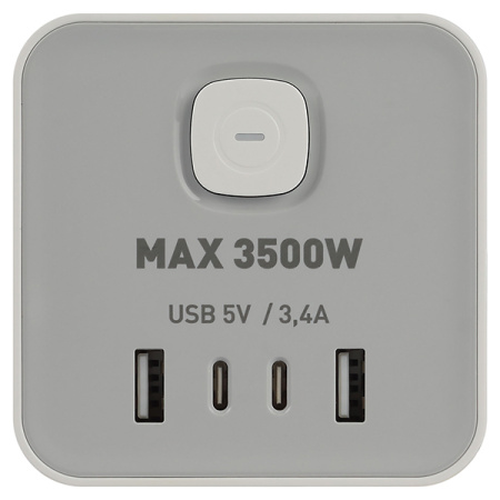 Фильтр сетевой 8-мест 1,5м ПВС 3*1 белый USB ЭРА Башня (2А+2С)