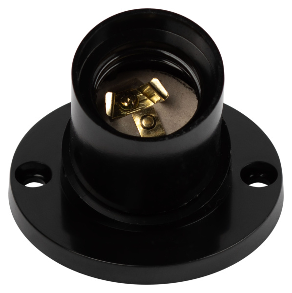 Патрон накладной E27 карболит черный ЭРА наклонный