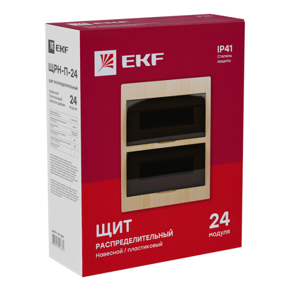 Бокс 24мод навесной сосна черная прозрачная дверь IP41 ЩРН-П EKF 