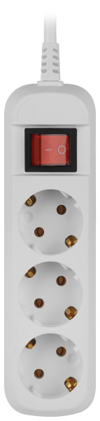 Удлинитель 3-мест 1,5м ПВС 3*1 белый выкл ЭРА  Greenline