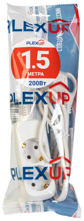 купить Удлинитель 2-мест 1,5м ПВС 3*0,75 белый PlexUp   в Чебоксарах Удлинитель 2-мест 1,5м ПВС 3*0,75 белый PlexUp
