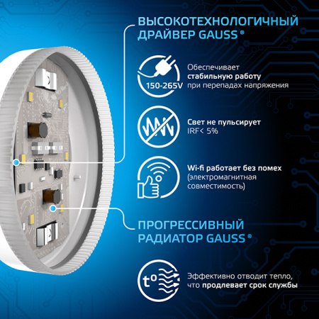 купить Лампа свд 220В GX53 8Вт 6500К 760лм таблетка матовая Gauss  в Чебоксарах Лампа свд 220В GX53 8Вт 6500К 760лм таблетка матовая Gauss