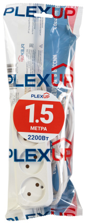 купить Удлинитель 3-мест 1,5м ПВС 2*0,75 белый PlexUp в Чебоксарах Удлинитель 3-мест 1,5м ПВС 2*0,75 белый PlexUp