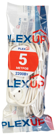 купить Удлинитель 2-мест 5м ПВС 2*0,75 белый PlexUp   в Чебоксарах Удлинитель 2-мест 5м ПВС 2*0,75 белый PlexUp