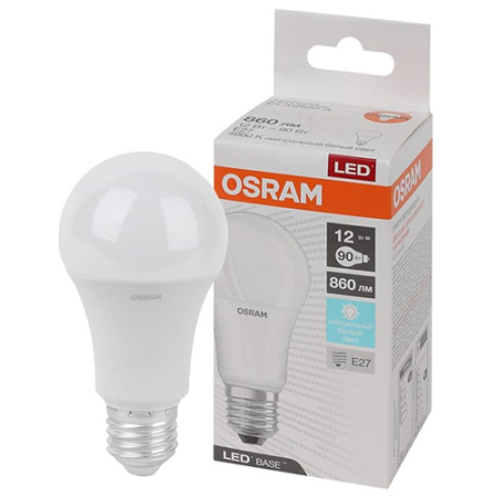 купить Лампа светодиодная 220В Е27 12Вт 4000К 860лм стандарт A60 матовая Osram LED Base в Чебоксарах Лампа светодиодная 220В Е27 12Вт 4000К 860лм стандарт A60 матовая Osram LED Base