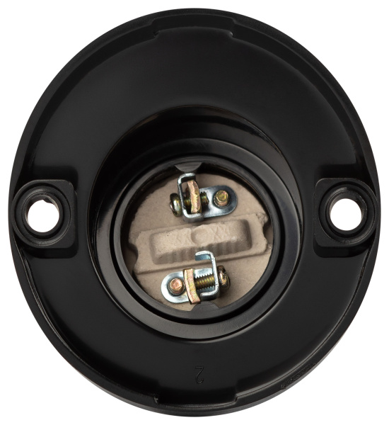 Патрон накладной E27 карболит черный ЭРА наклонный