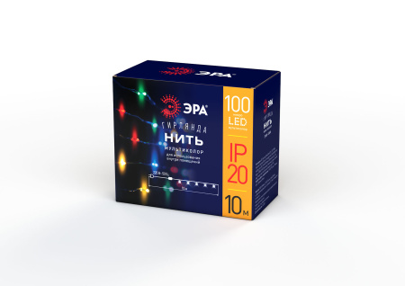 купить Гирлянда нить 10м мультицвет 100свд с контроллером IP20 серебро провод статич.свечение в Чебоксарах Гирлянда нить 10м мультицвет 100свд с контроллером IP20 серебро провод статич.свечение