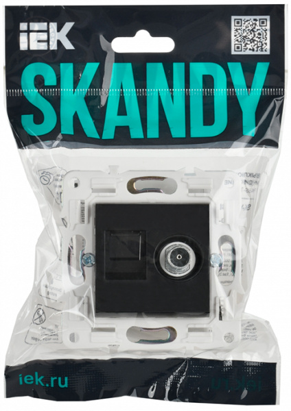 купить SKANDY Роз. двойная TV+RJ45 кат.5E SK-A14Bl черн. IEK в Чебоксарах SKANDY Роз. двойная TV+RJ45 кат.5E SK-A14Bl черн. IEK