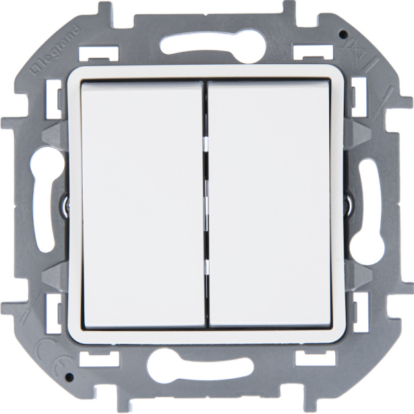 Инспириа белый переключатель 2кл с подсветкой скрытая 10А IP20