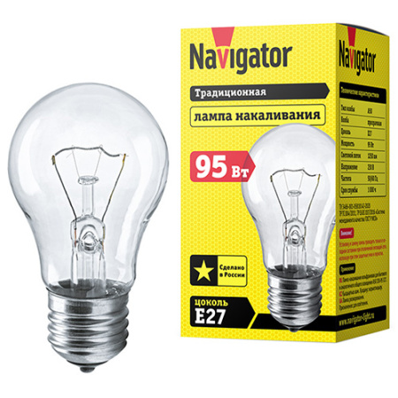 Лампа накал Е27 95Вт 1250лм стандарт прозрачная Navigator