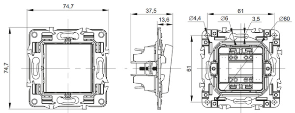 купить Сканди черный выключатель для жалюзи 2кл скрытая 10А IP20  в Чебоксарах Сканди черный выключатель для жалюзи 2кл скрытая 10А IP20