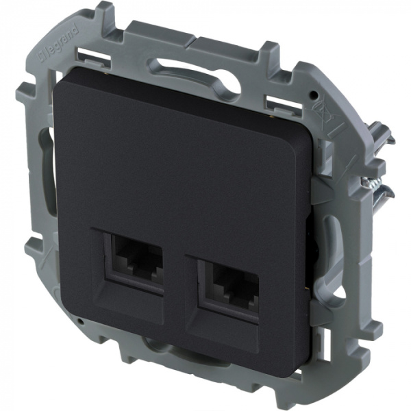 купить Инспириа антрацит розетка RJ45 8(8) скрытая 2-ая cat5e в Чебоксарах Инспириа антрацит розетка RJ45 8(8) скрытая 2-ая cat5e