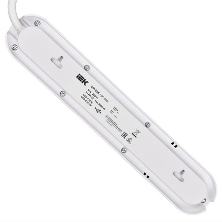 Фильтр сетевой 3-мест 3м ПВС 3*1,5 черный выкл IEK USB A+C