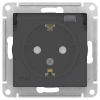 AtlasDesign Aqua карбон розетка скрытая 1-мест заземление с крышкой шторки IP44 