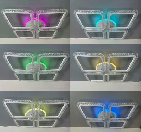 купить Светильник потолочный (люстра) свд 75Вт 3000-6500К 5625лм белый пульт диммер подсветка RGB, Bluetoot в Чебоксарах Светильник потолочный (люстра) свд 75Вт 3000-6500К 5625лм белый пульт диммер подсветка RGB, Bluetoot