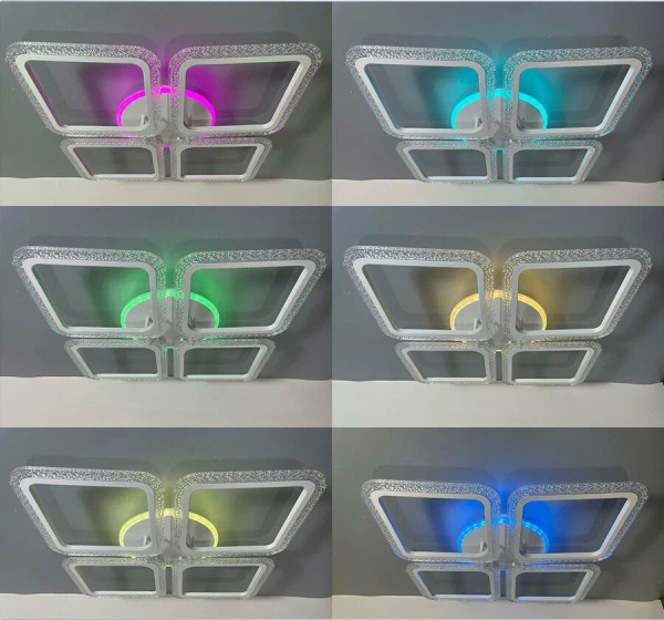 купить Светильник потолочный (люстра) свд 75Вт 3000-6500К 5625лм белый пульт диммер подсветка RGB, Bluetoot в Чебоксарах Светильник потолочный (люстра) свд 75Вт 3000-6500К 5625лм белый пульт диммер подсветка RGB, Bluetoot