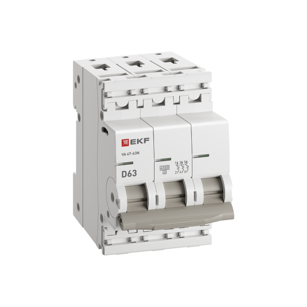 купить Автомат 3Р 63А D 4,5кА ВА47-63N EKF PROxima  в Чебоксарах Автомат 3Р 63А D 4,5кА ВА47-63N EKF PROxima