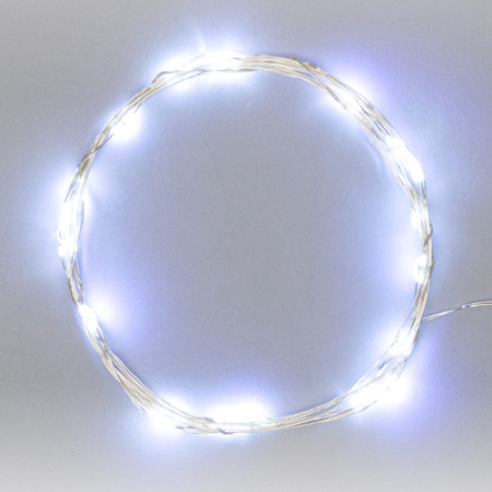 купить Гирлянда нить 2м белый 20свд IP20 серебро провод роса эл.питания 2*CR2032 в Чебоксарах Гирлянда нить 2м белый 20свд IP20 серебро провод роса эл.питания 2*CR2032