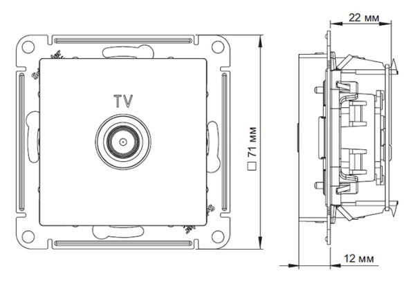 AtlasDesign грифель розетка TV оконечная скрытая 1-ая 