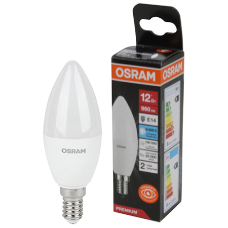 купить Лампа свеча свд Е14 12Вт 6500К 960лм B39 матовая Osram LED Value black в Чебоксарах Лампа свеча свд Е14 12Вт 6500К 960лм B39 матовая Osram LED Value black