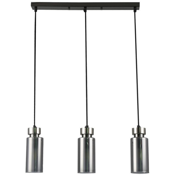 купить Светильник подвес 3*15Вт E14 никель цилиндр дымчатый  в Чебоксарах Светильник подвес 3*15Вт E14 никель цилиндр дымчатый