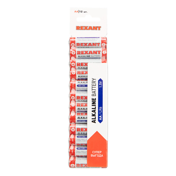 купить Упаковка батареек 12 штук AA (пальчиковые) алкалиновые Rexant в Чебоксарах Упаковка батареек 12 штук AA (пальчиковые) алкалиновые Rexant