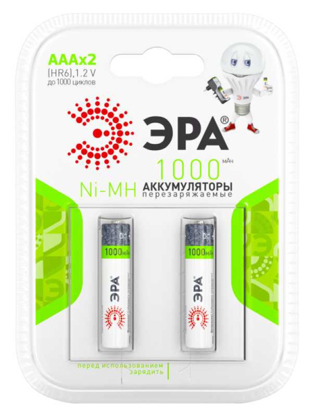 купить Аккумулятор AAA(мизинчик) 1000mAh 1,2В BL2 ЭРА в Чебоксарах Аккумулятор AAA(мизинчик) 1000mAh 1,2В BL2 ЭРА