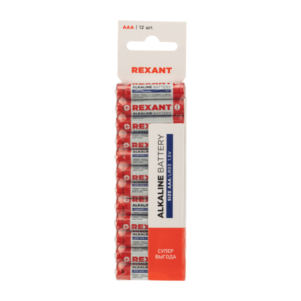купить Упаковка батареек 12 штук AAA (мизинчиковые) алкалиновые Rexant в Чебоксарах Упаковка батареек 12 штук AAA (мизинчиковые) алкалиновые Rexant