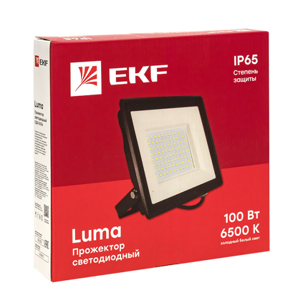 купить Прожектор свд 100Вт 6500К 8000лм черный IP65 110° Luma EKF в Чебоксарах Прожектор свд 100Вт 6500К 8000лм черный IP65 110° Luma EKF