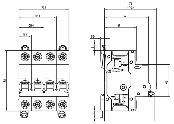 Выключатель нагрузки 2Р 40А S9S Systeme Electric Systeme9