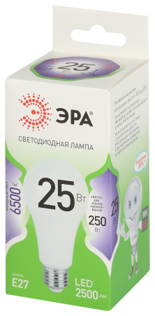 Лампа светодиодная 220В Е27 25Вт 6500К 2500лм стандарт A60 матовая ЭРА Green Line