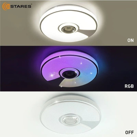купить Светильник настенно-потолочный свд 60Вт RGB круг белый/хром  пульт ДУ Estares музыкальная, API в Чебоксарах Светильник настенно-потолочный свд 60Вт RGB круг белый/хром  пульт ДУ Estares музыкальная, API