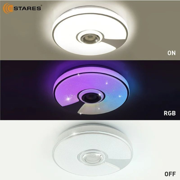 купить Светильник настенно-потолочный свд 60Вт RGB круг белый/хром  пульт ДУ Estares музыкальная, API в Чебоксарах Светильник настенно-потолочный свд 60Вт RGB круг белый/хром  пульт ДУ Estares музыкальная, API
