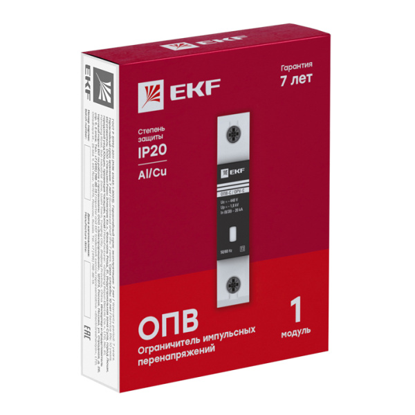 Ограничитель перенапряжения ОПВ-С 1Р 20/40кА 440В EKF
